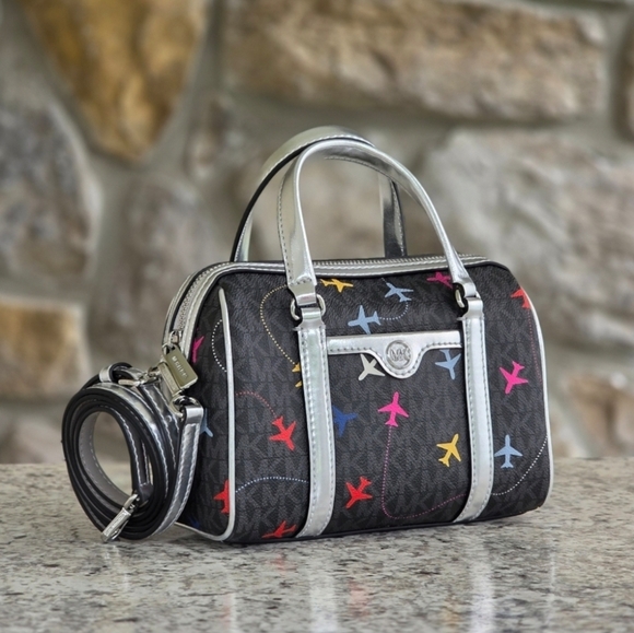 Michael Kors Handbags - Michael Kors Small Black Airplane Print Crossbody